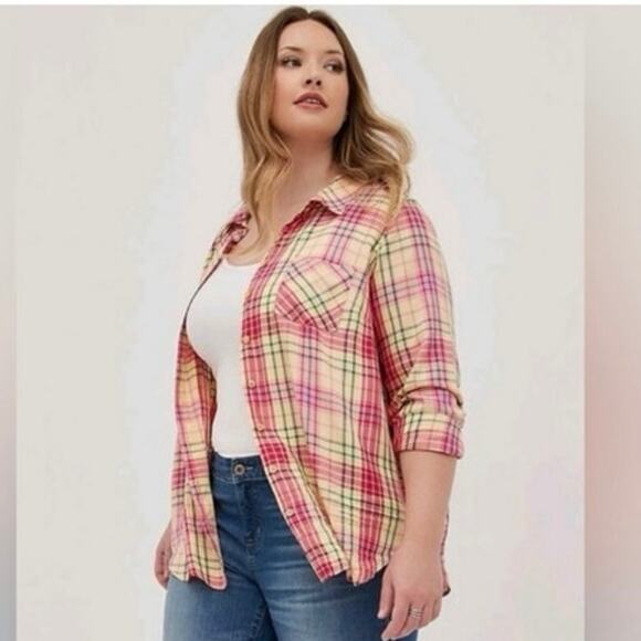 Torrid Lizzie Button-Up Shirt - Twill Multi Plaid NWT Plus Size 2X - Picture 1 of 5
